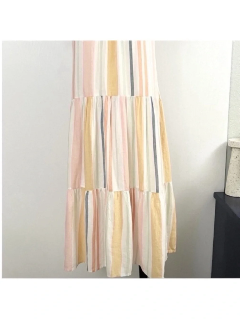 Rails Capri Melon Striped Tiered Sundress in Pastel Pink & Yellow Size XS